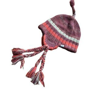 Columbia Titanium O/S Womens Knit Cognac Brown/Pumpkin Aviator Sherpa Hat Braids
